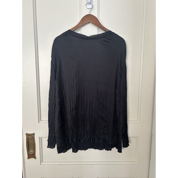 Vince. Crinkle Boho Blouse Womens Size 3X Black Classic Oversized NWT - Picture 2 of 10